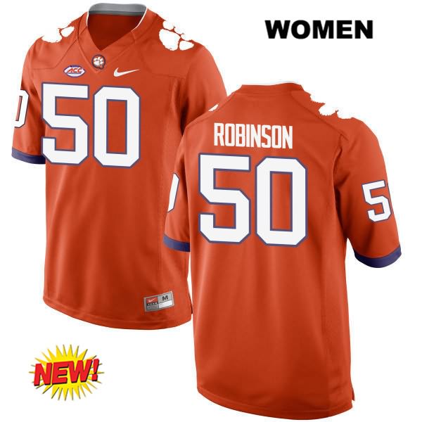 Women's Clemson Tigers #50 Jabril Robinson Stitched Orange New Style Authentic Nike NCAA College Football Jersey WZJ5046JQ